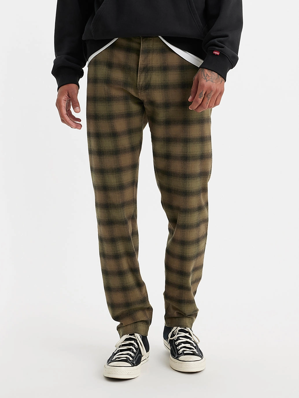 Minimal Vibe Men's Checkered Brown Slim Fit Chinos