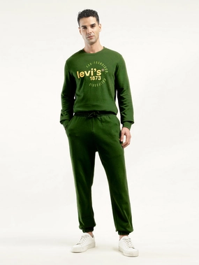 Men's Green Regular Fit Trousers Barrel Waist Abrasion Resistant Surface
