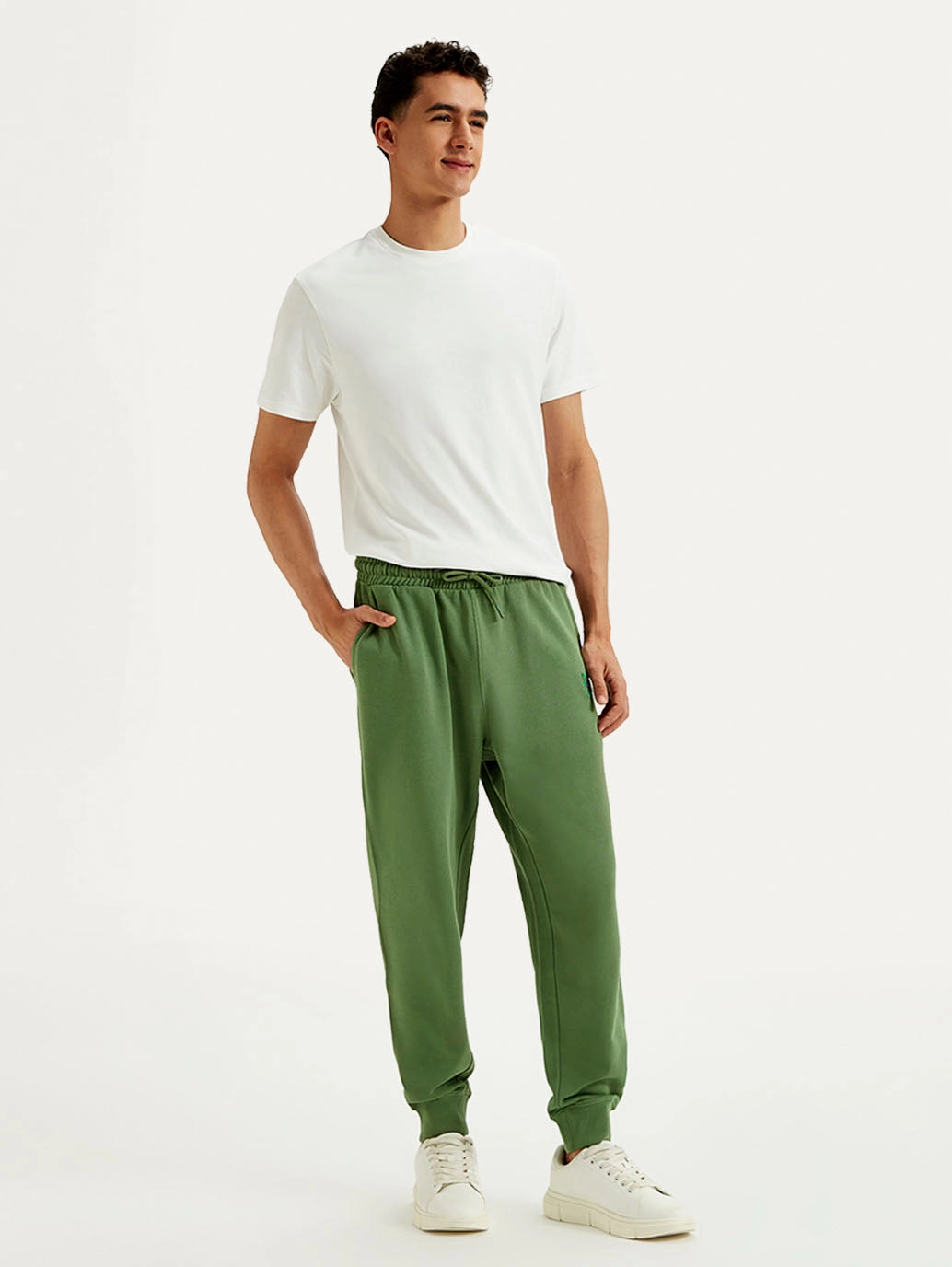 Sweat Wicking Lining Men's Green Solid Utility Joggers