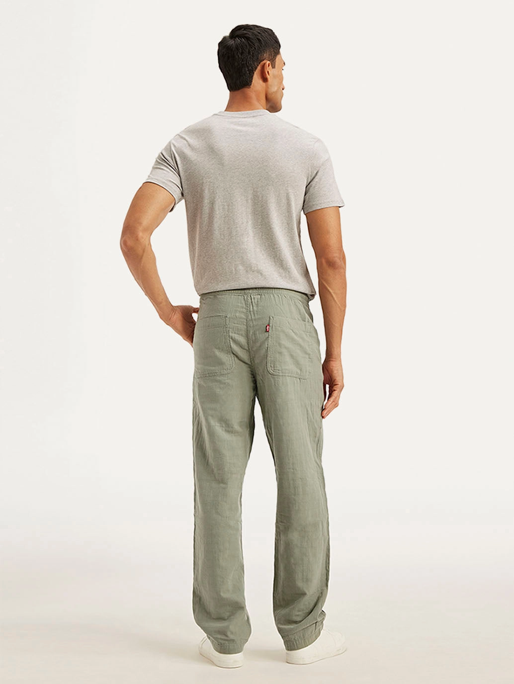 Street Style Men's Grey Loose Straight Fit Chino Trousers