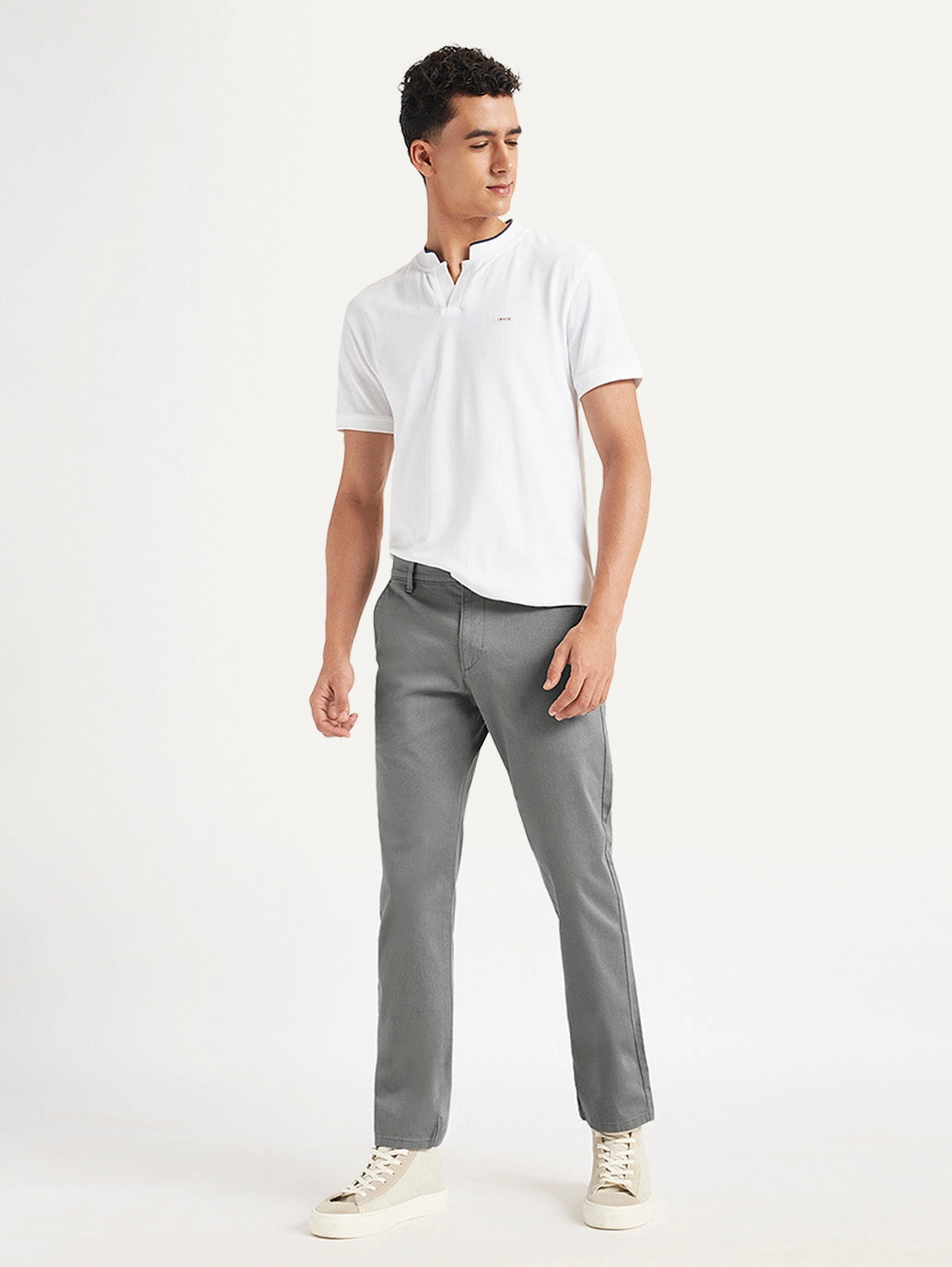Smart Motion Men's Grey Slim Fit Chinos