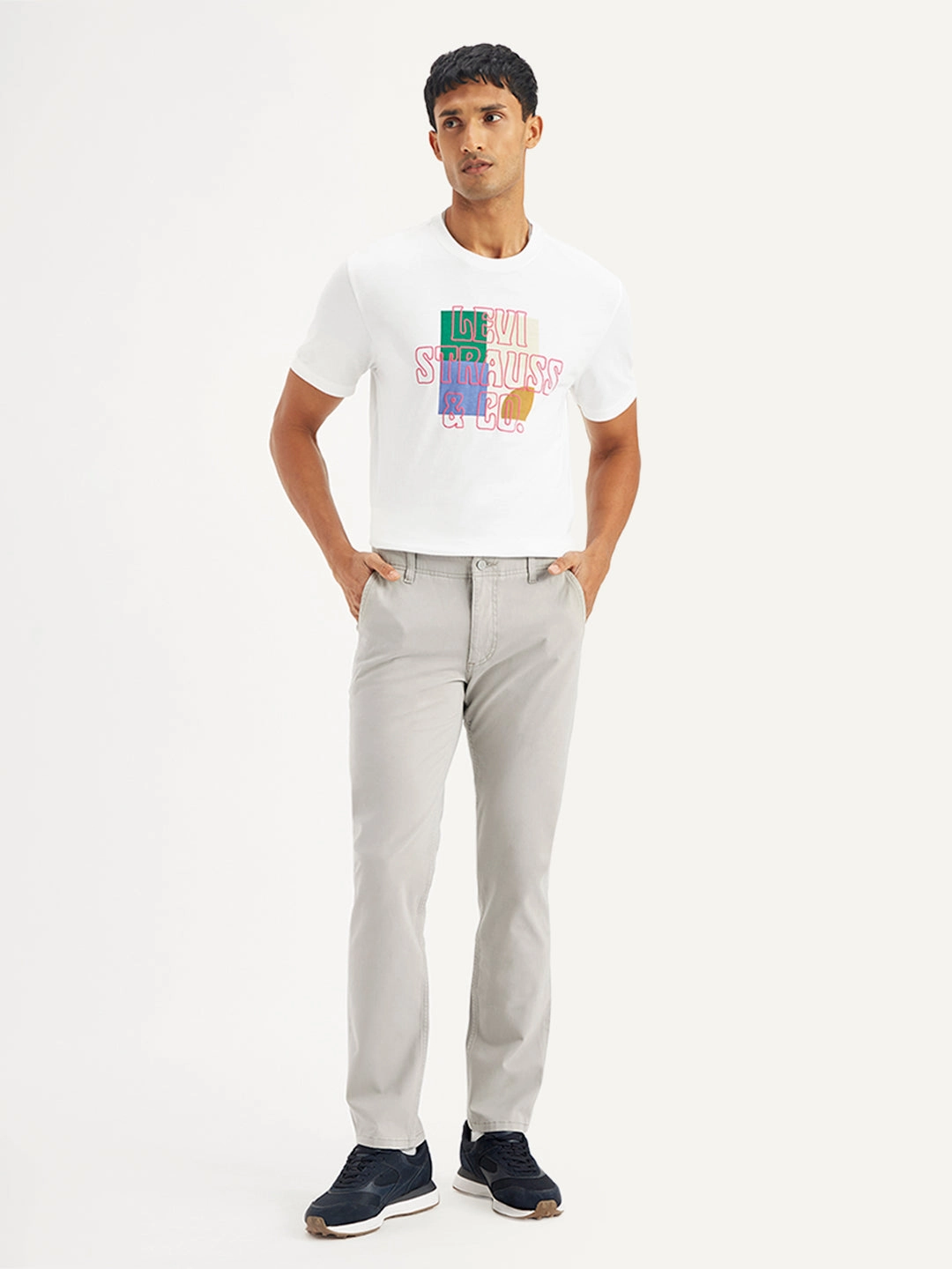 Outdoor Adventure Men's Grey Slim Fit Chinos