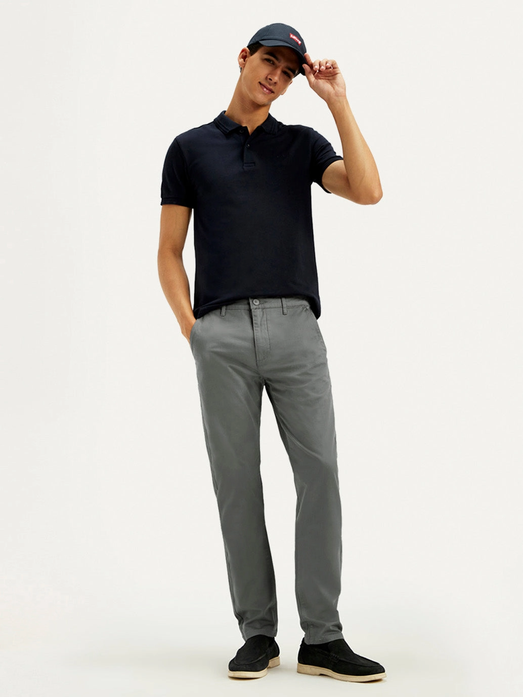Core Flex Men's Grey Slim Tapered Fit Chinos