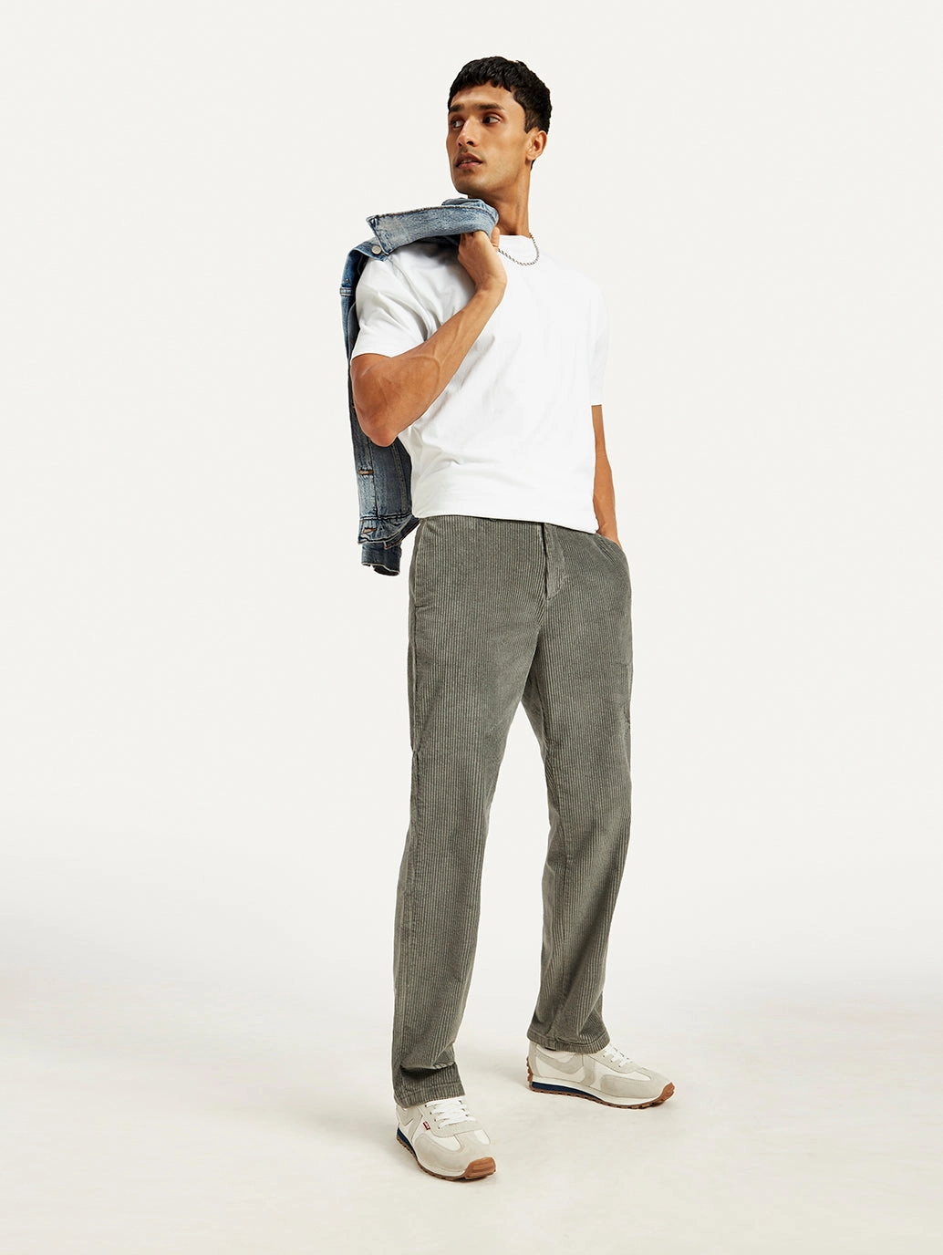 Long Use Men's Grey Straight Fit Chinos