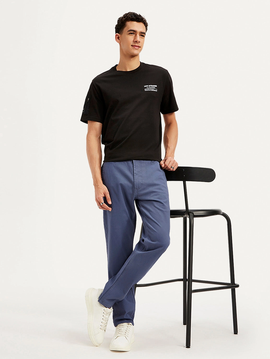 Men's Greyish Blue Tapered Chinos Smart Stretch