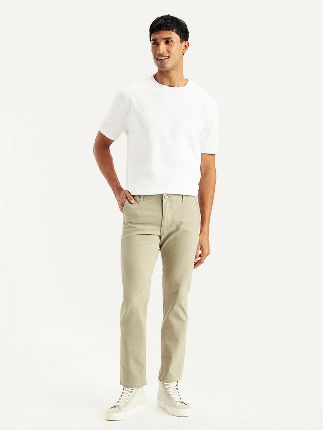 Men's Khaki Slim Fit Chinos Stain Repellent Coating All Season