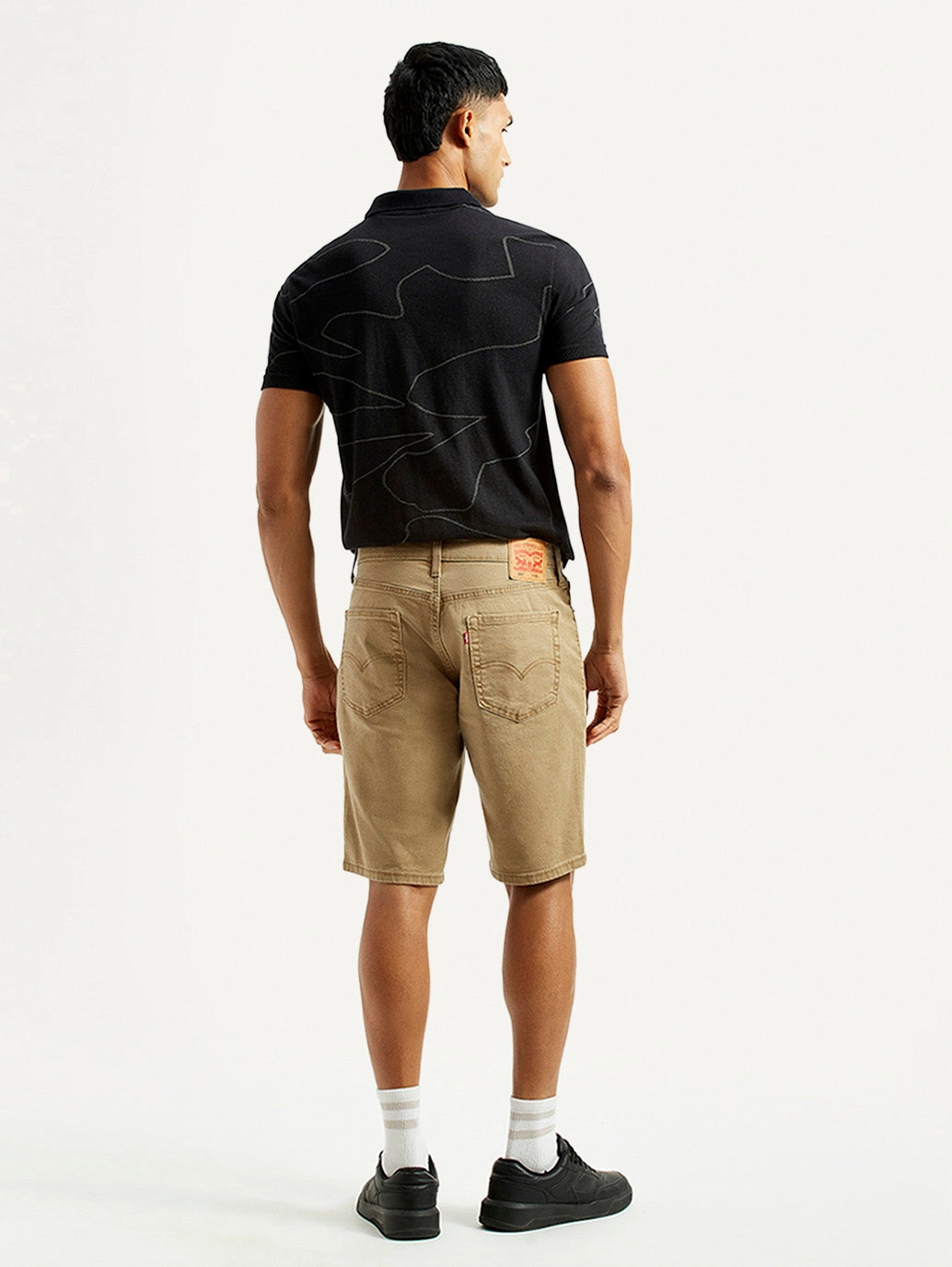 Multi Panel Cut Men's Khaki Tapered Shorts