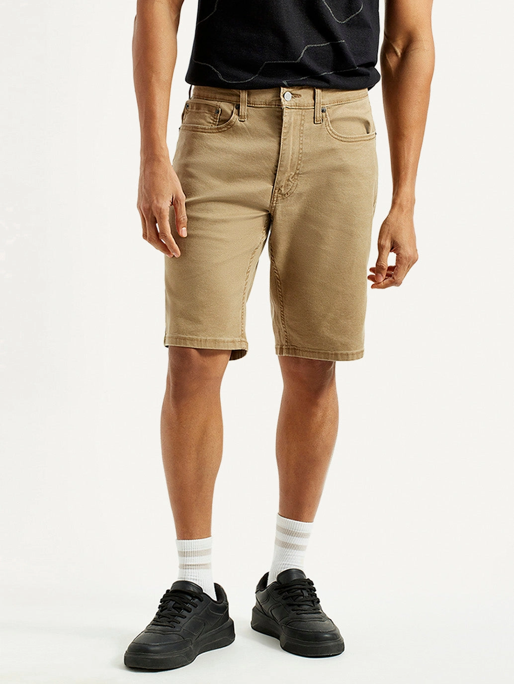 Men's Khaki Tapered Shorts Sporty Performance