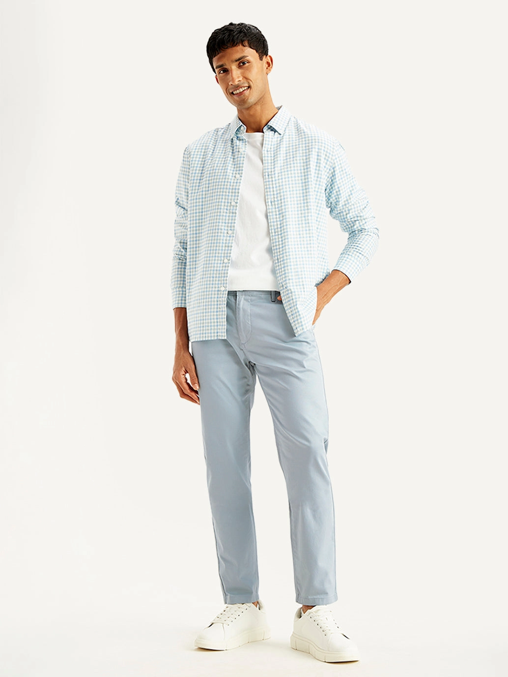 Men's Light Blue Tapered Chinos Ripstop Reinforcement