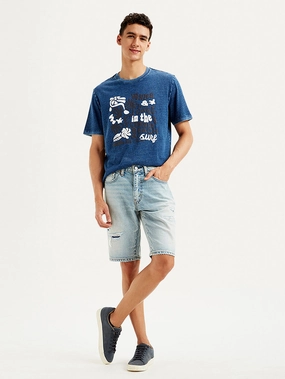 Men's Light Blue Tapered Shorts Adjustable drawstring Anti Friction Seams