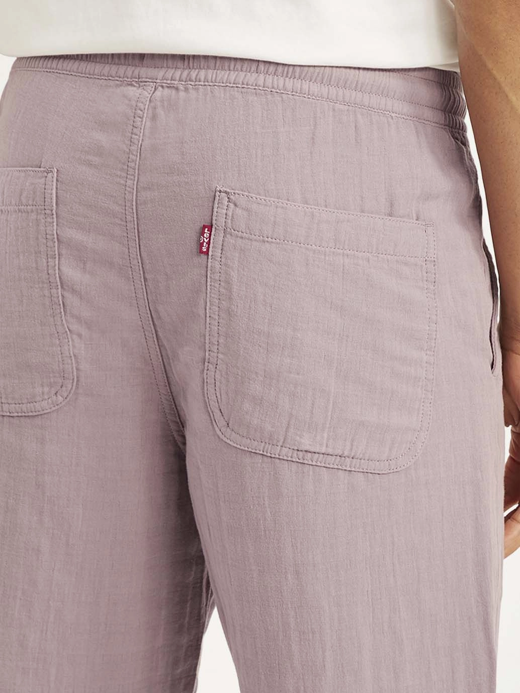 Men's Mauve Loose Straight Fit Chino Trousers Structured Hemline Sporty Vibe