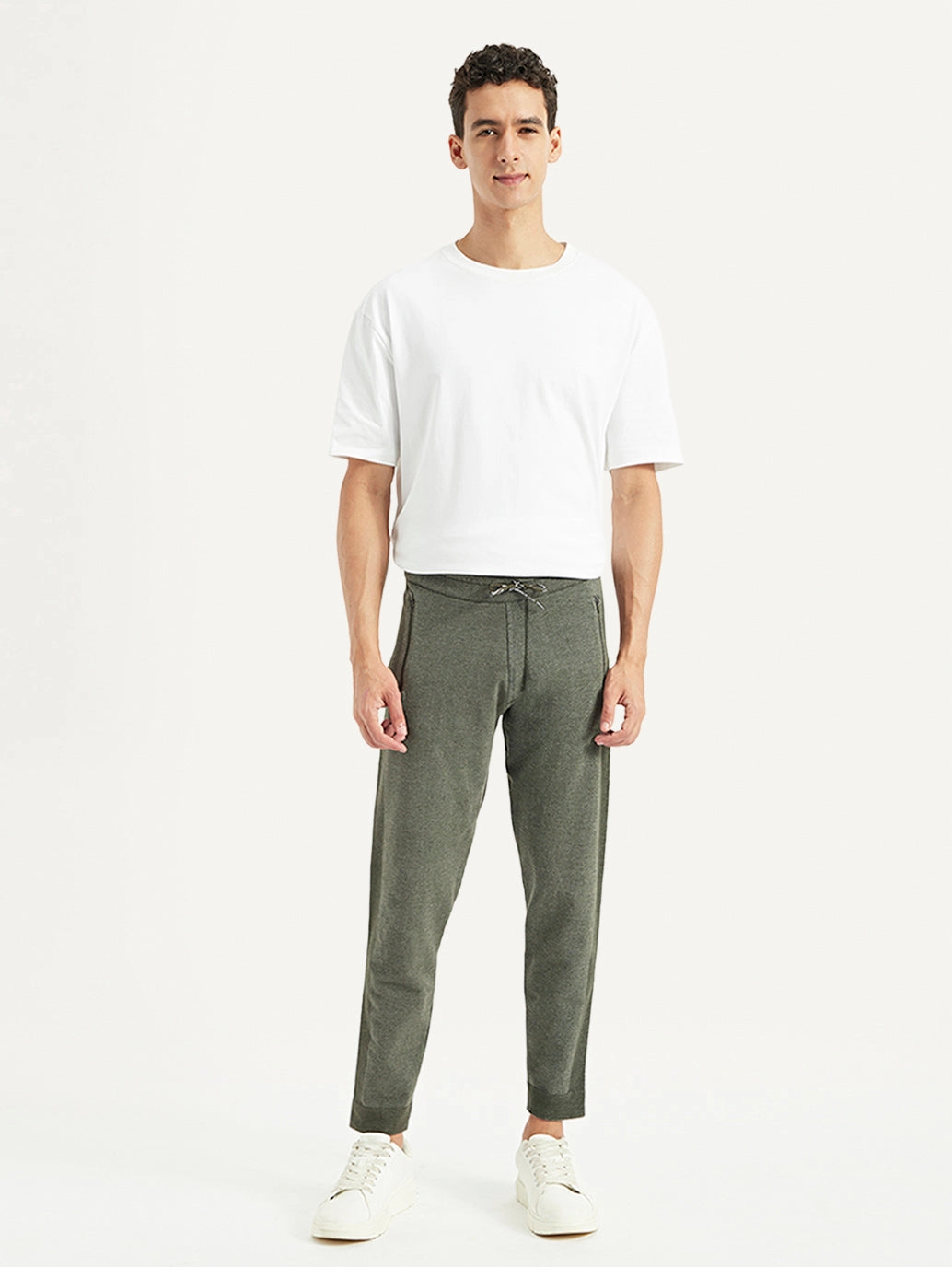 Urban Ready Contrast Trim Men's Olive Regular Fit Trousers