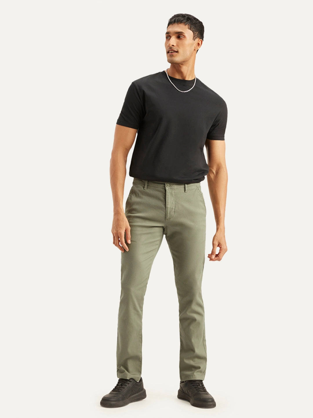 Breathable Design Men's Olive Slim Fit Chinos