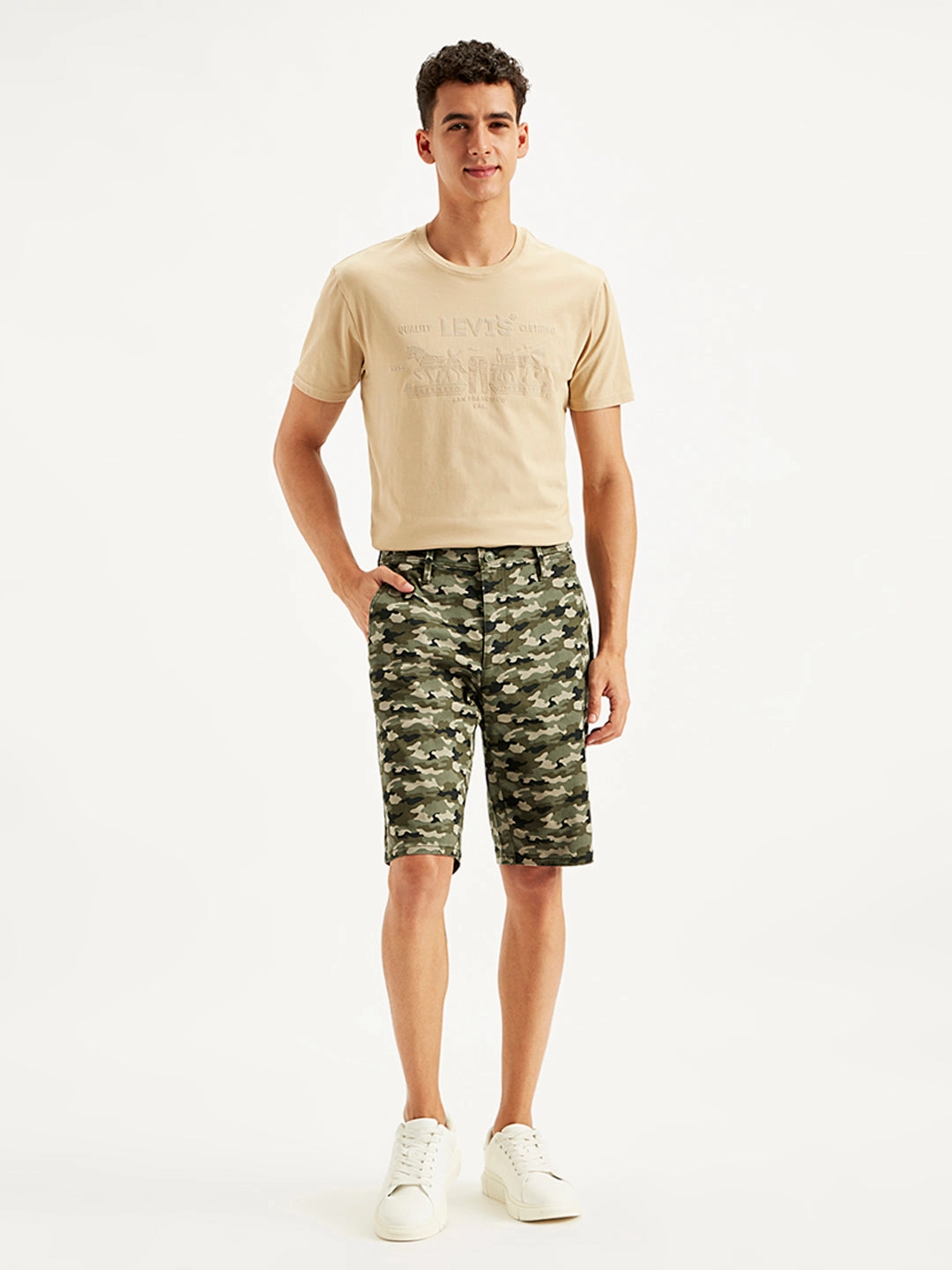 Men's Olive Tapered Chino Shorts Chafe Resistant Lining