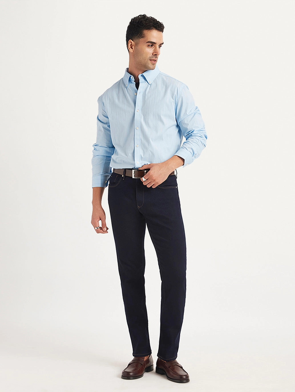 Men's Redloop 511 Navy Blue Slim Fit Mid Rise Jeans Sustainable Student Outfit Nature Lover