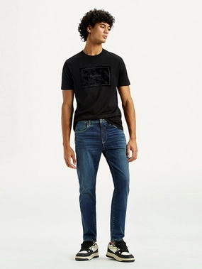 Sleek Look Lightweight Denim Blend Men's Redloop 512 Dark Indigo Slim Tapered Fit Mid Rise Jeans