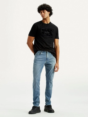 Neutral Outfit Style Friendly Men's Redloop 512 Dark Indigo Slim Tapered Fit Mid Rise Jeans