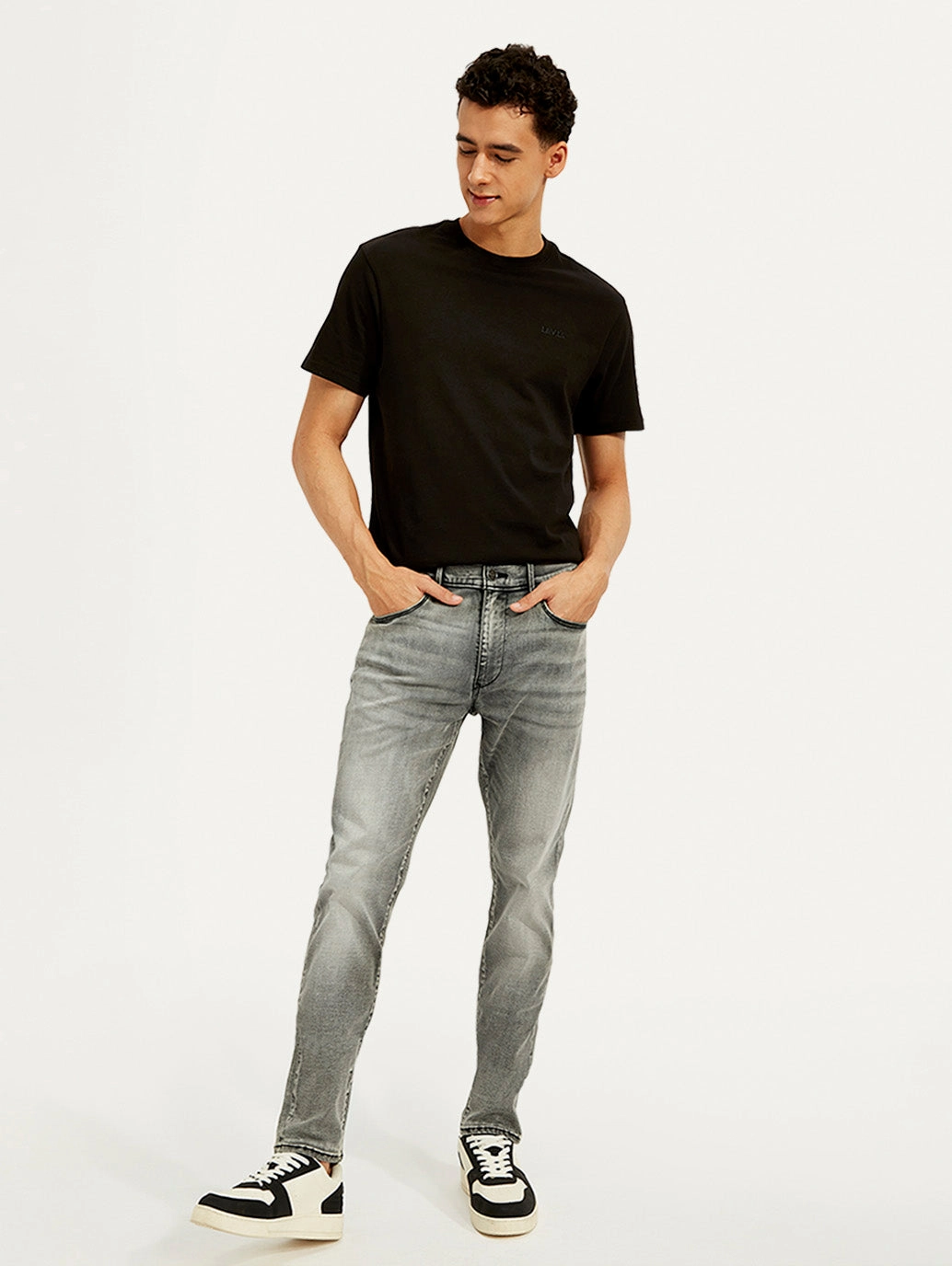 Men's Redloop 512 Grey Slim Tapered Fit Mid Rise Jeans Plain style Permanent Crease Retention