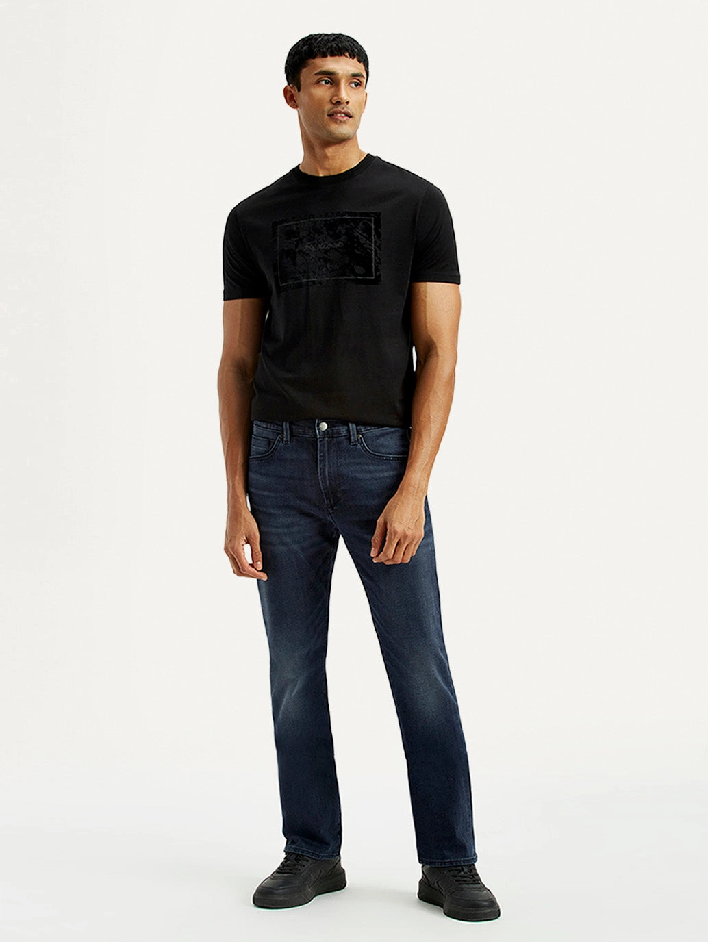 Color Lock Technology Men's Redloop 513 Dark Indigo Slim Straight Fit Mid Rise Jeans