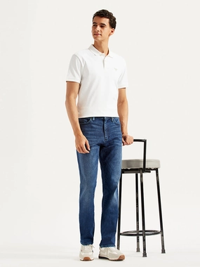 Men's Redloop 513 Slim Straight Fit Mid Rise Jeans City Walk Comfy Weekend Getaway Couple Look Modern