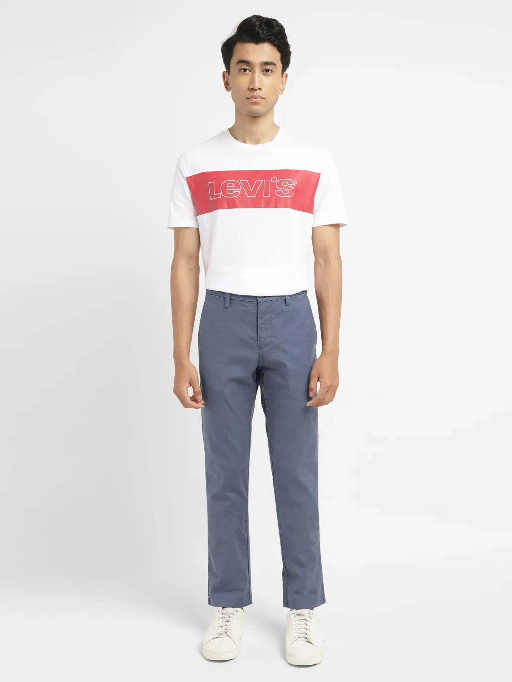 DoubleLayeredHem Men's Redloop Navy Slim Fit Chinos