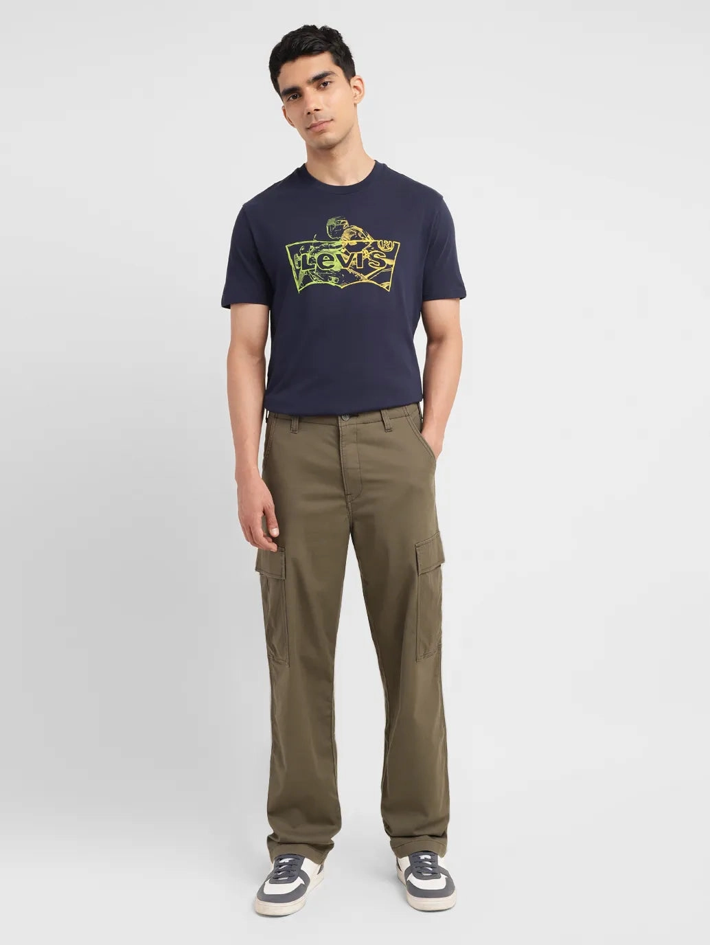 Men's Straight Fit Olive Cargo Urban Fit