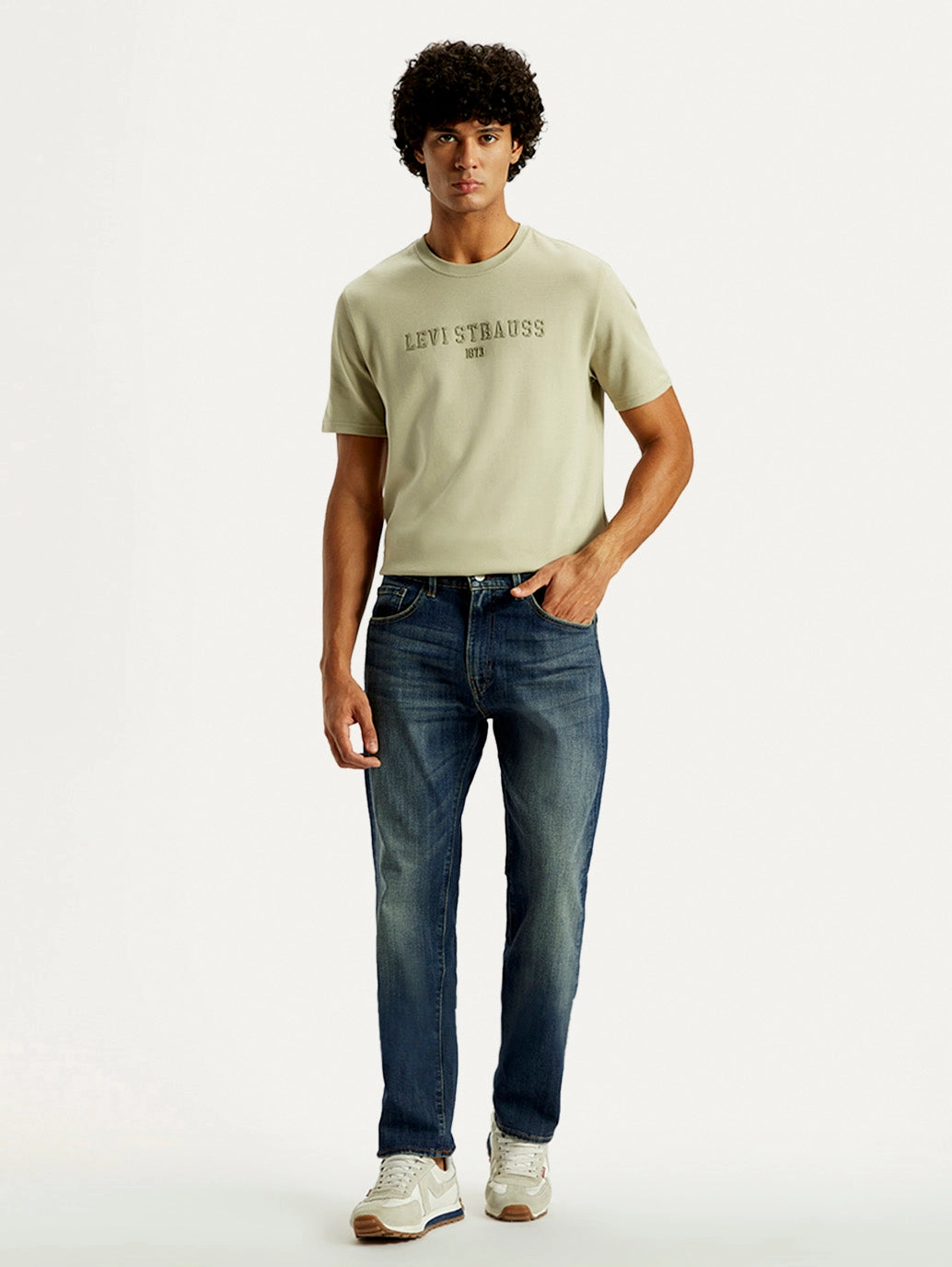 Urban Uniform Soft Eco Friendly Men's Tinted 505 Med Indigo Straight Fit Mid Rise Jeans