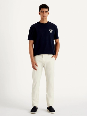 Simple Comfort Wear Men's White Tapered Fit Trousers