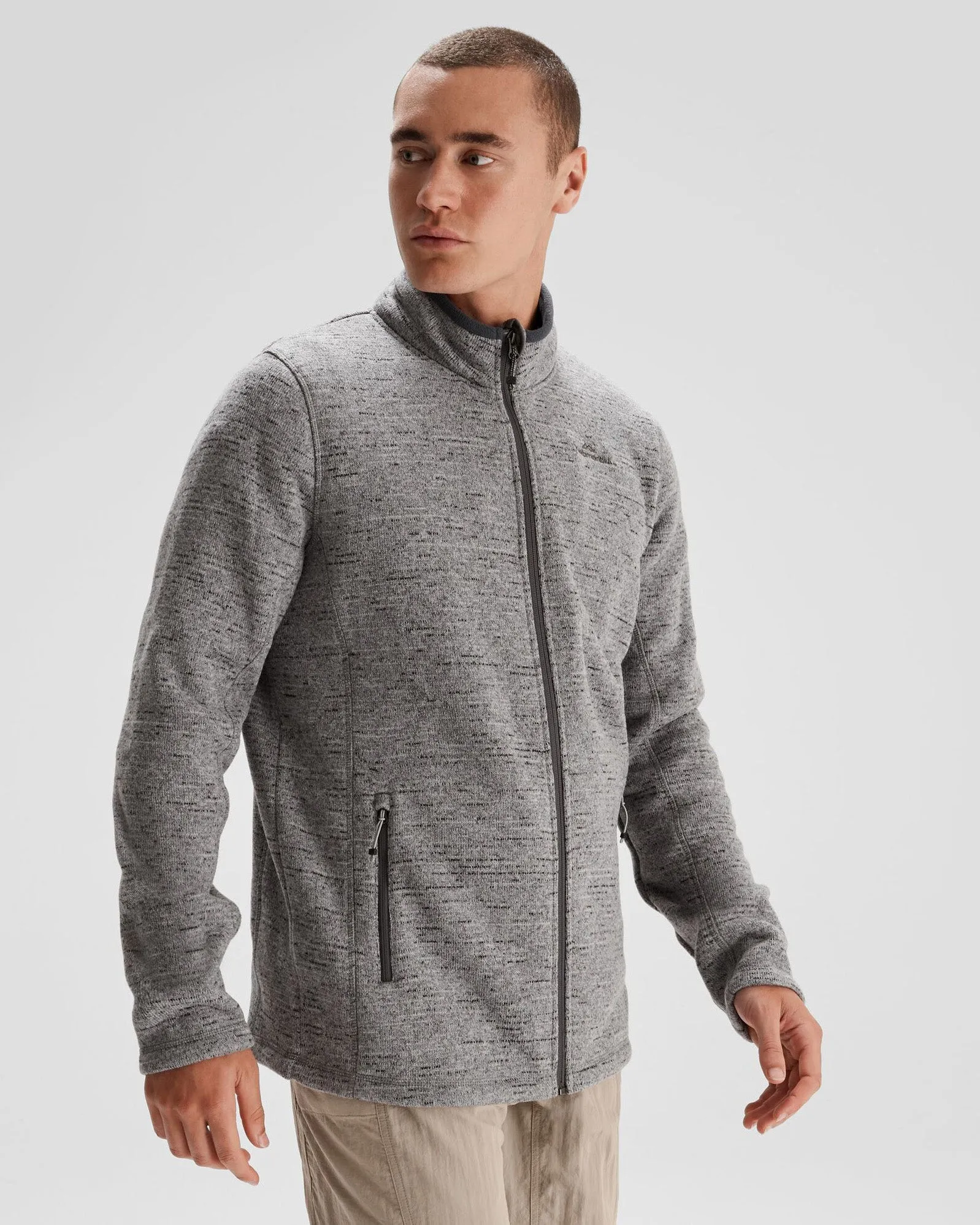 Effortless Travel Wear Universal Fit Framework Men's Aikman Fleece Jacket - Steel Grey Marle