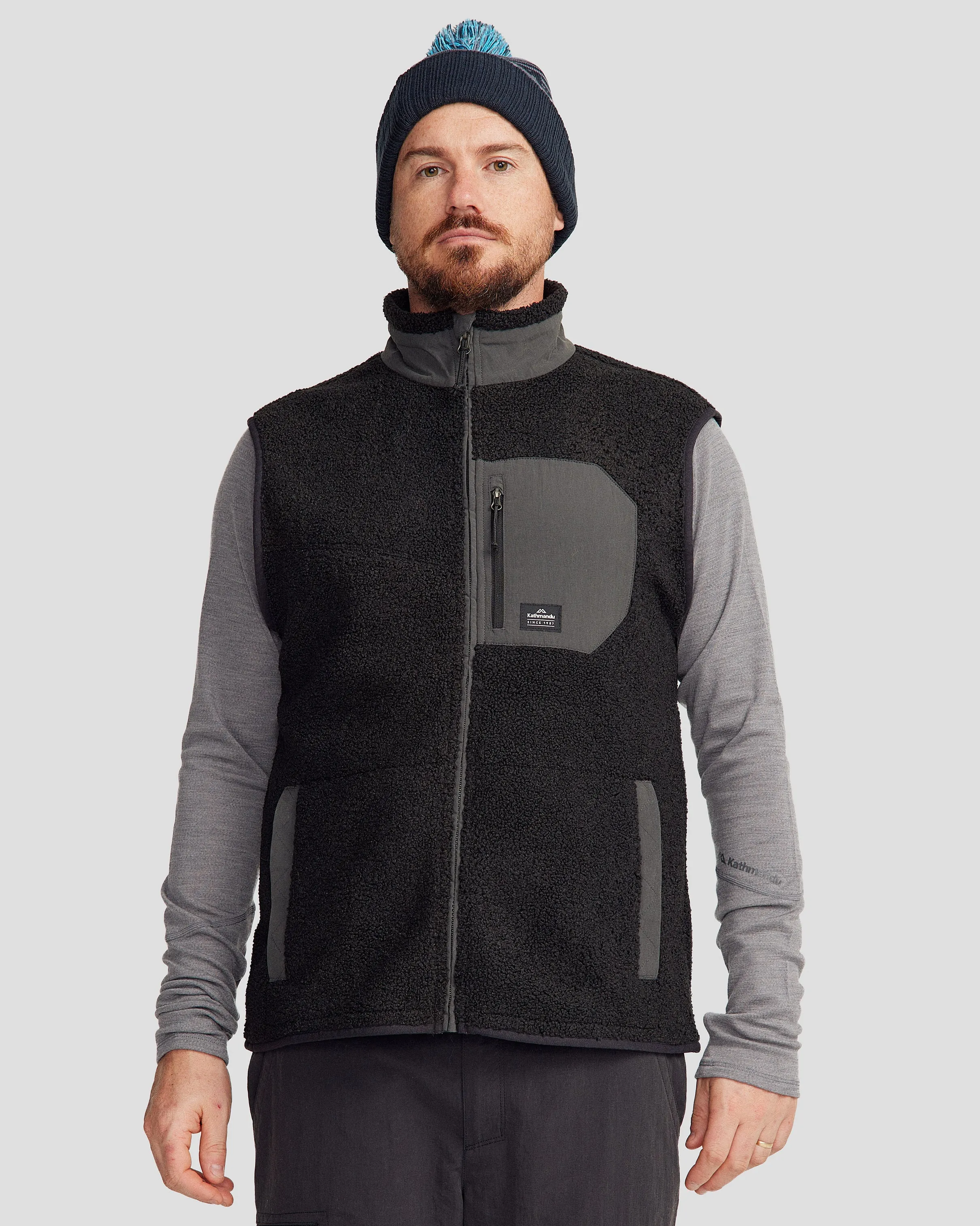 Multi Use Piece Men's Co-Z High Pile Vest - Black Stingray