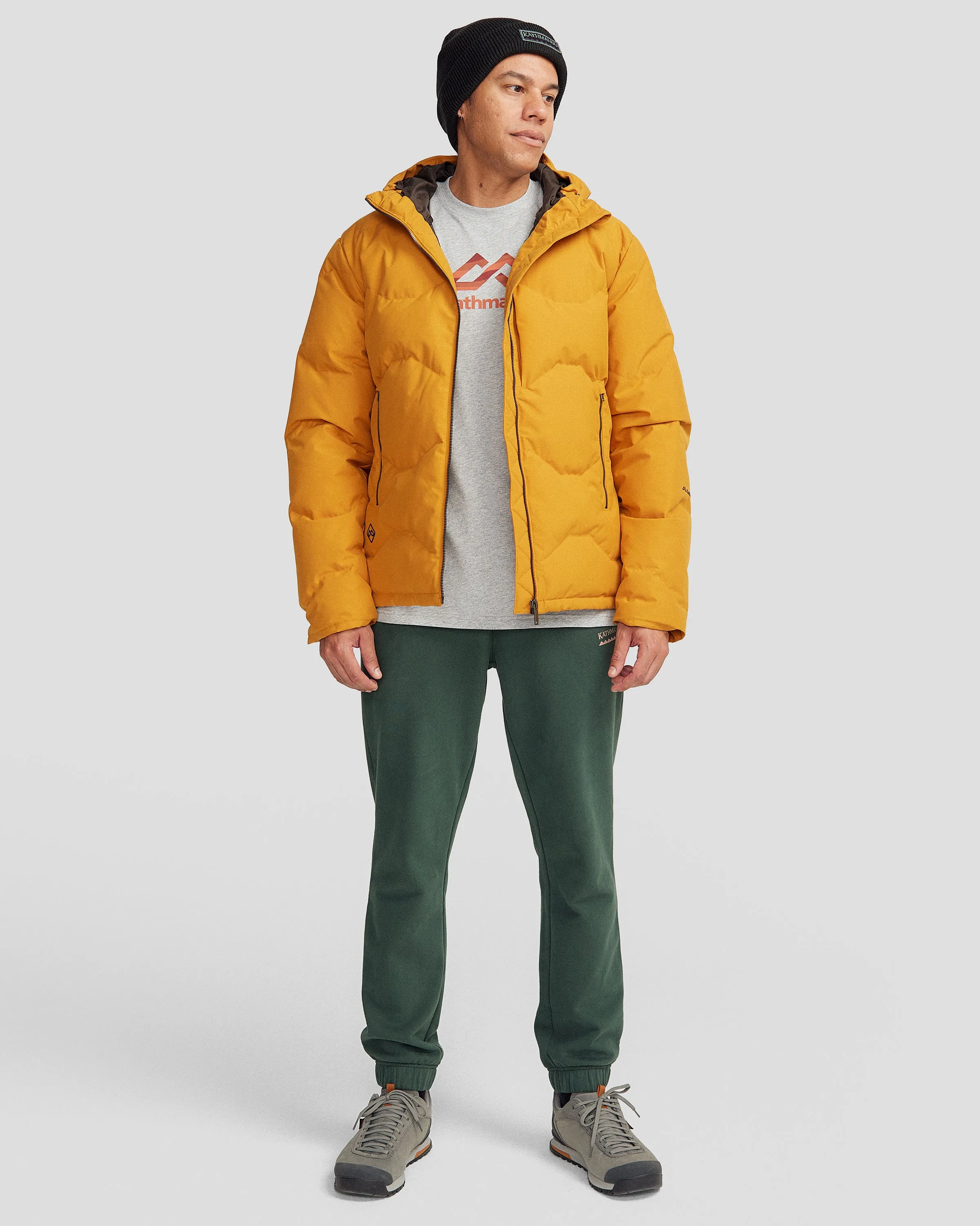 Men's Frisco X Down Hooded Jacket - Golden Oak Wind Resistant Fabric