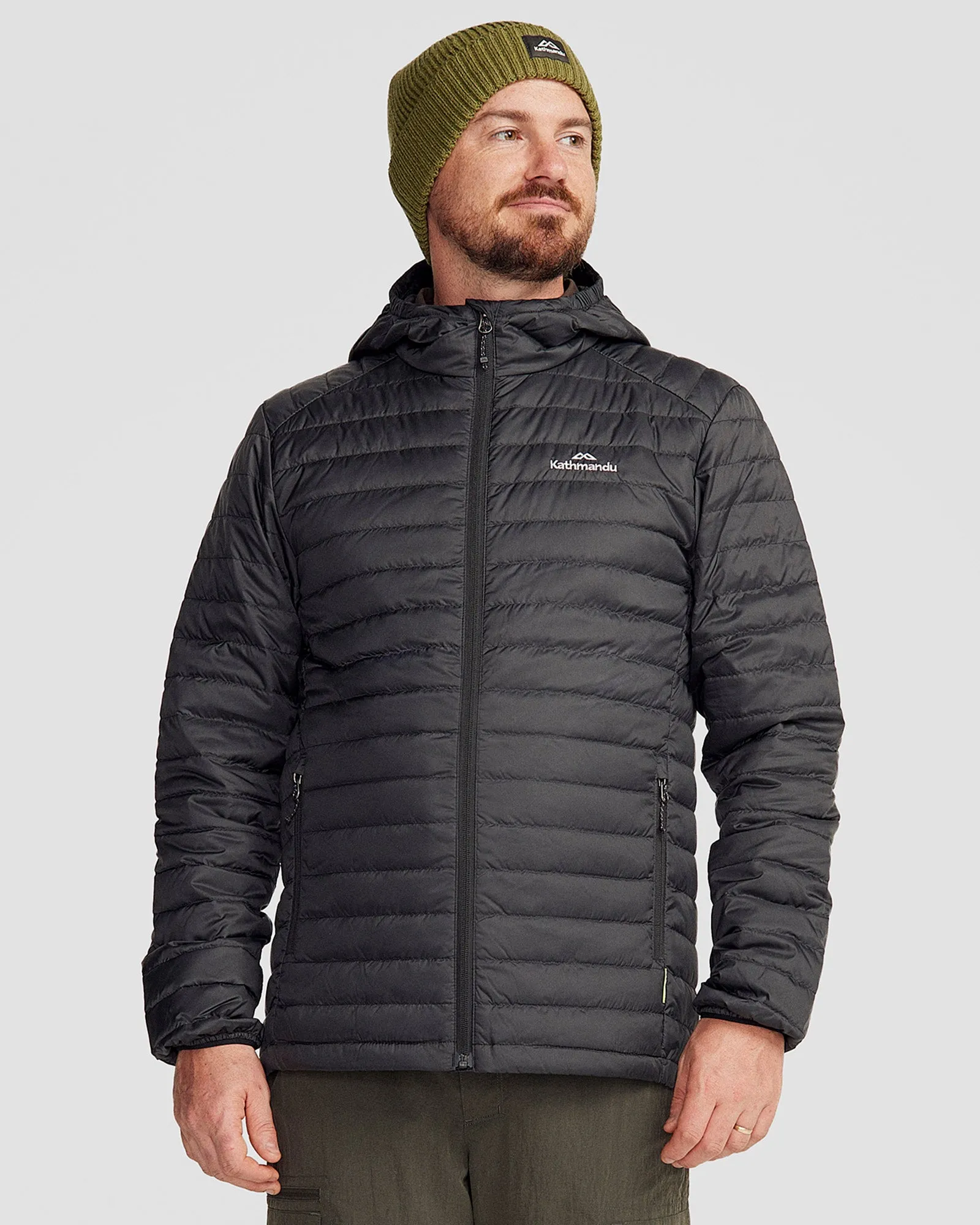 Compact Packability Men's Heli Hooded Down Jacket - Black