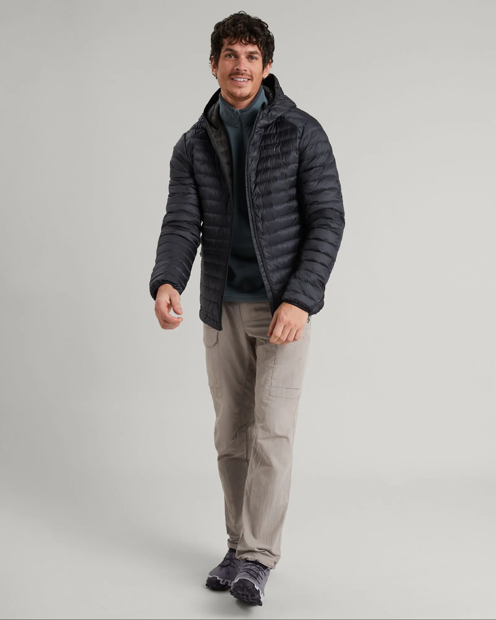 Men's Heli R Hooded Down Jacket - Black Stingray Eco Friendly Recycled Material On The Go