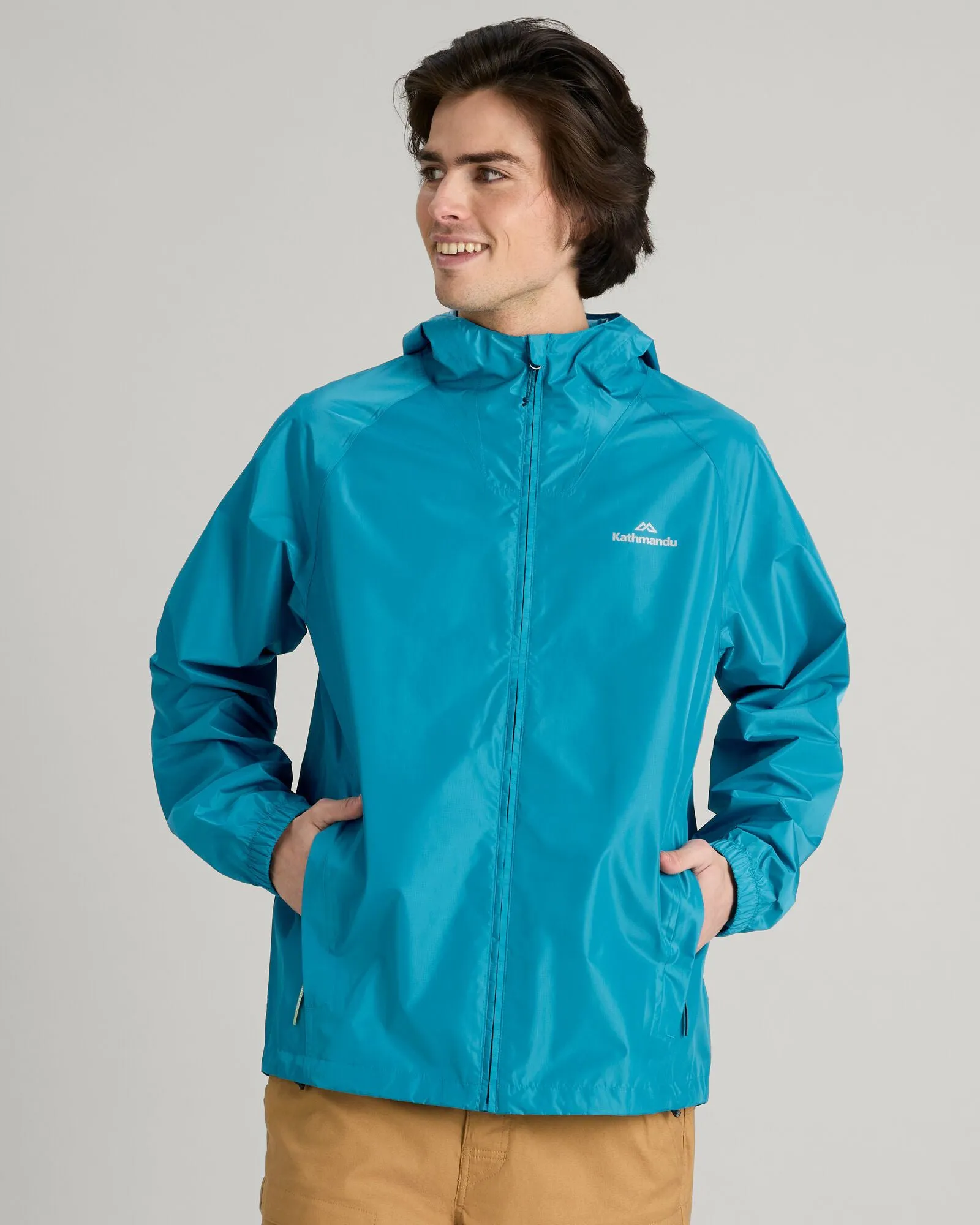 Men's Pocket-it 2-layer Rain Jacket - Eddy Impact Absorbing Back Panels Soft Fleece Lining
