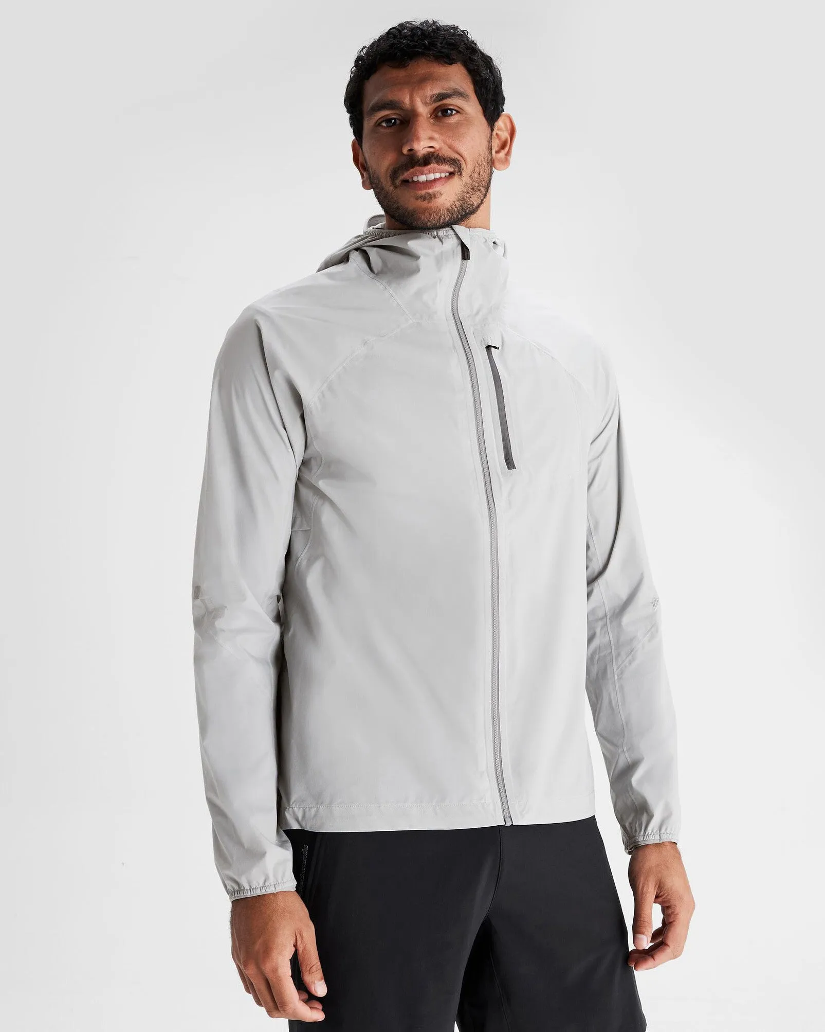 Men's Seeker 2.5L Rain Jacket - Steel Grey Breathable Membrane Seamless Shoulder Construction
