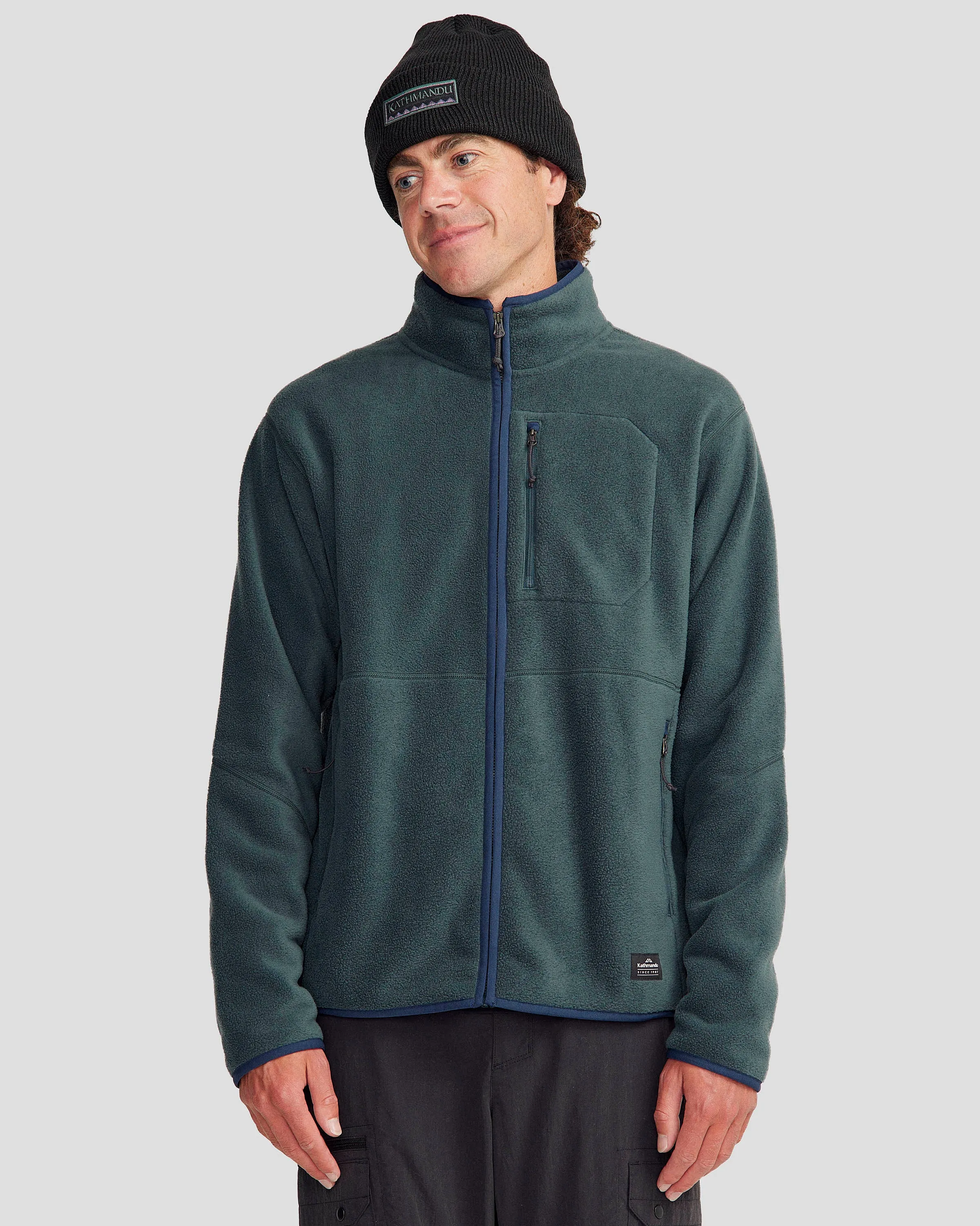 Asymmetric Hemline Men's Trailhead Fleece Jacket - Deep Forest