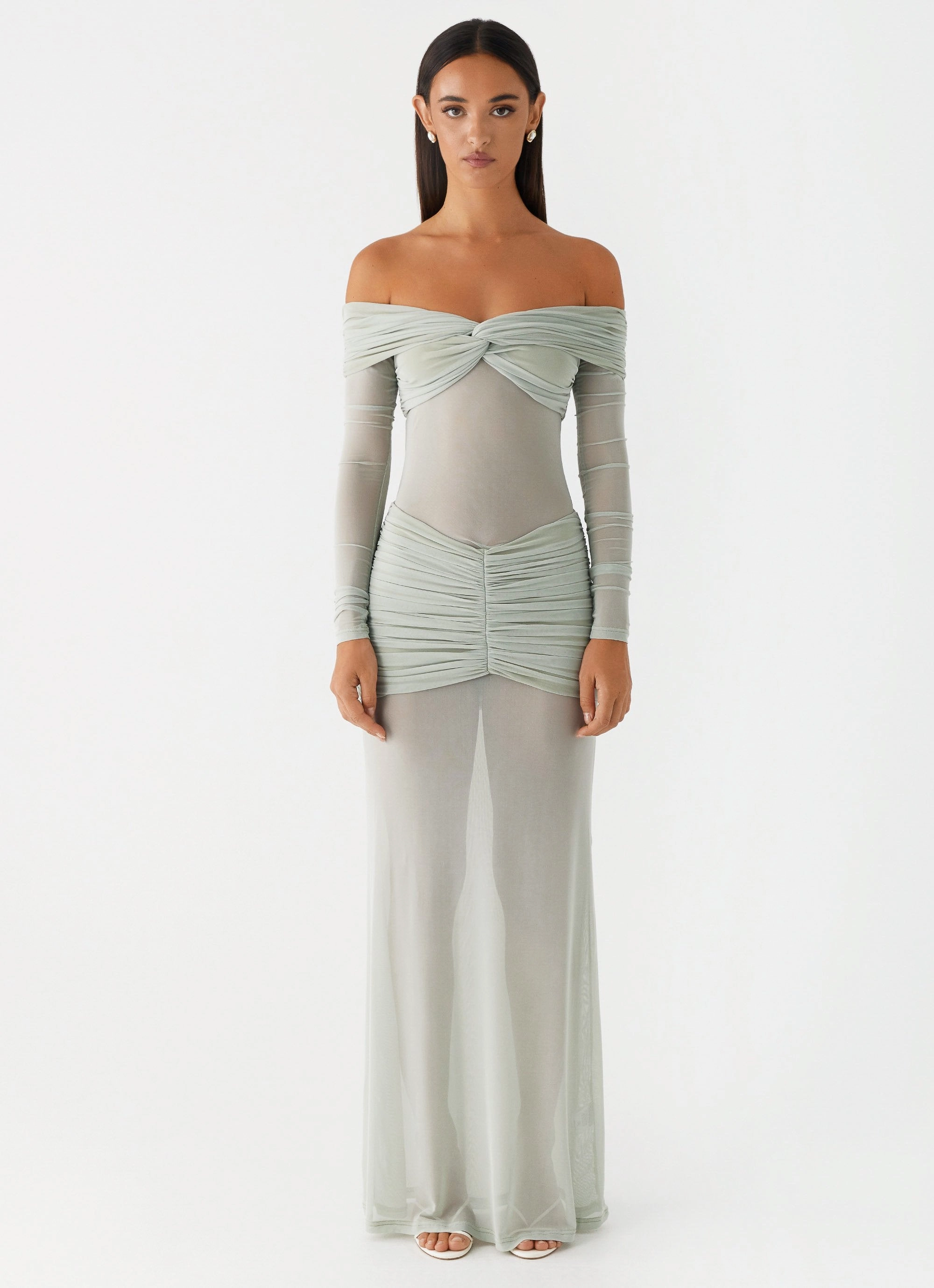 Mercy Maxi Dress - Sage Neutral Mood Sleek Waist