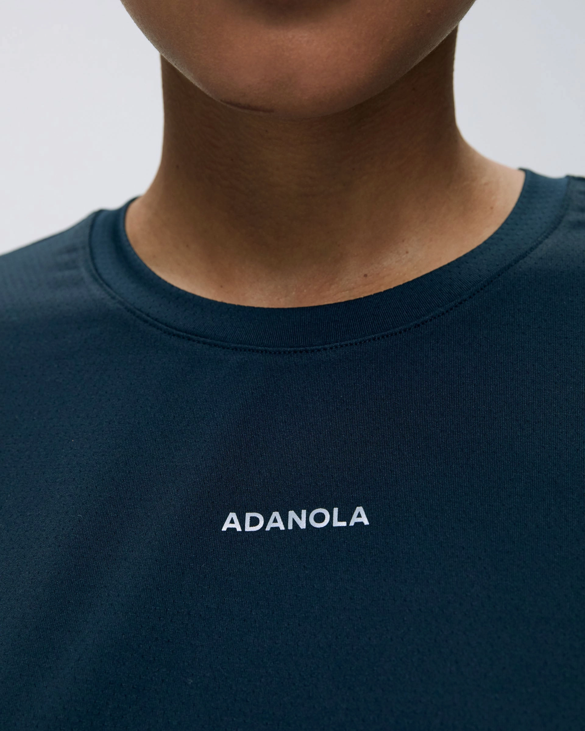 DurableCollarStays Zero Waste Cut Pattern Mesh Active T-Shirt - Navy Blue