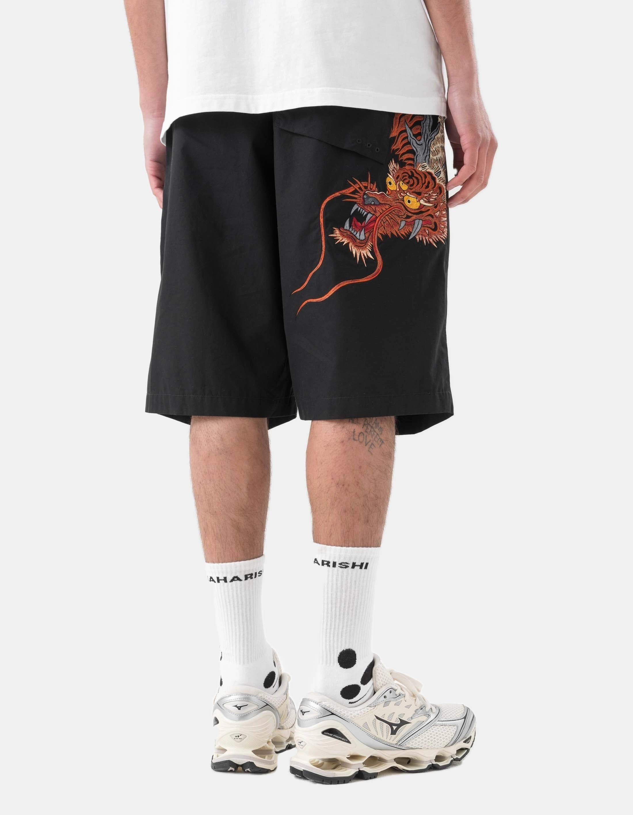 6094 Tiger Dragon Loose Snoshorts Black Functional Waist