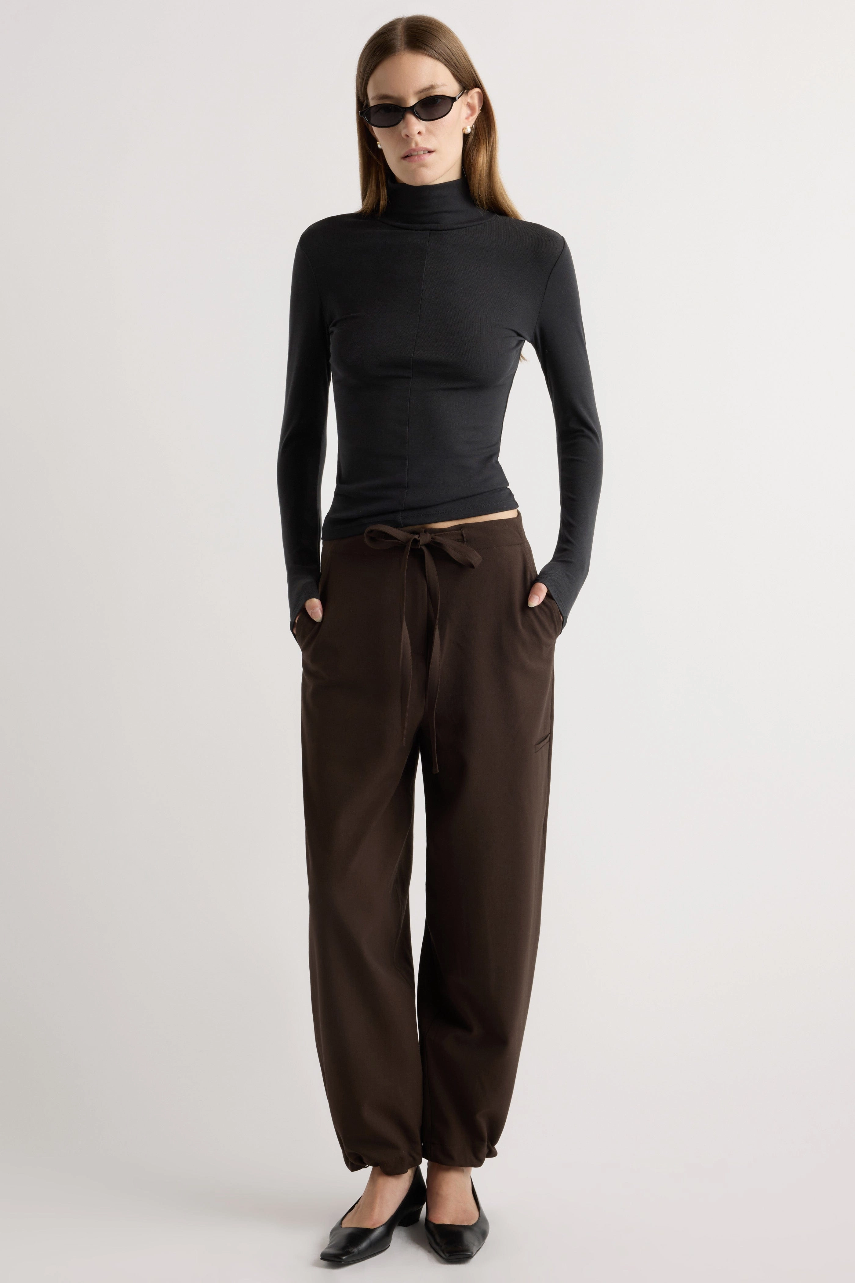 Cozy Touch Michi Seam-Detail Turtleneck Tee