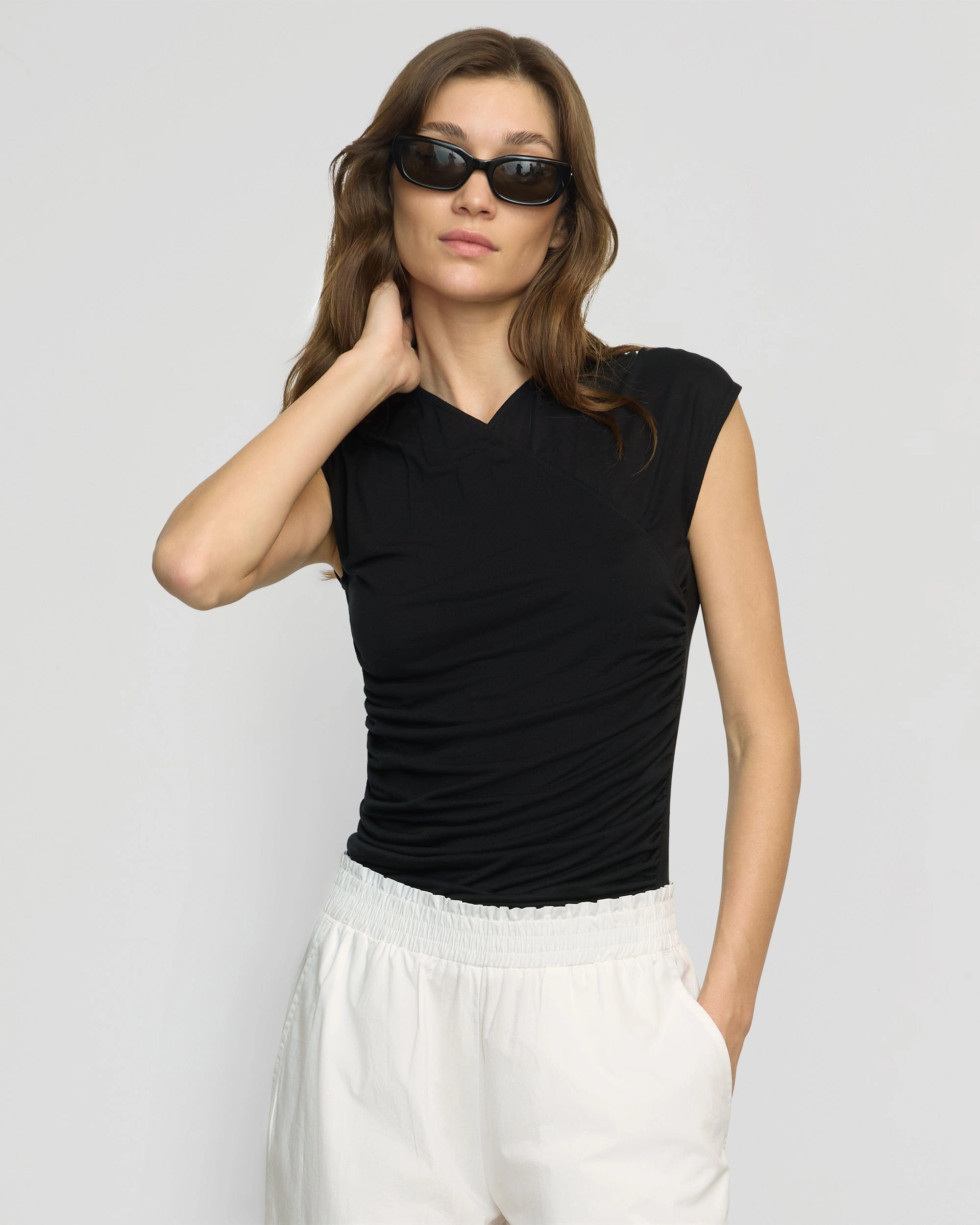 Lila Tencel Wrap-Neck Tee Fit For Movement