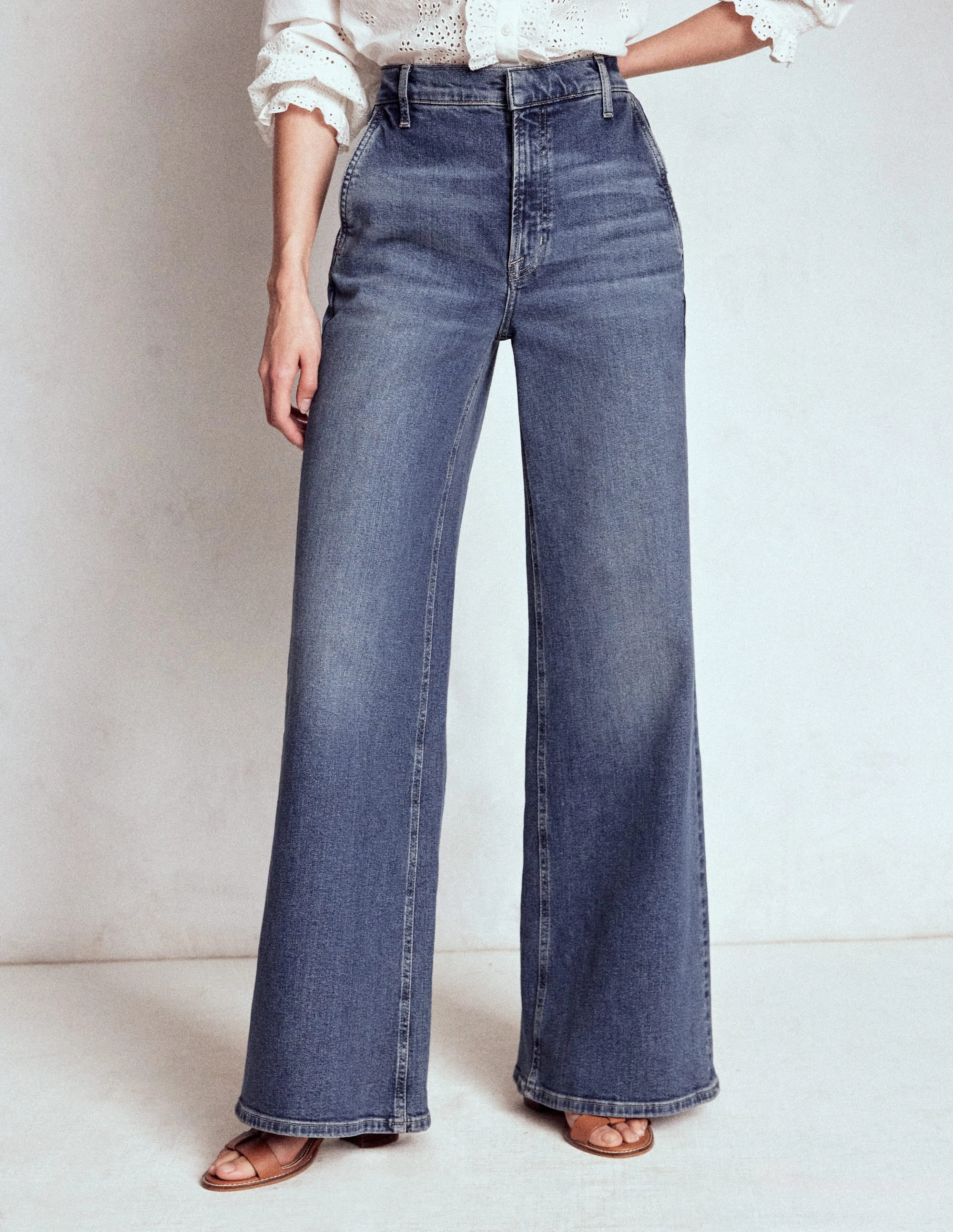 Performance Wear High Rise Clean Wide Jeans-Mid Vintage