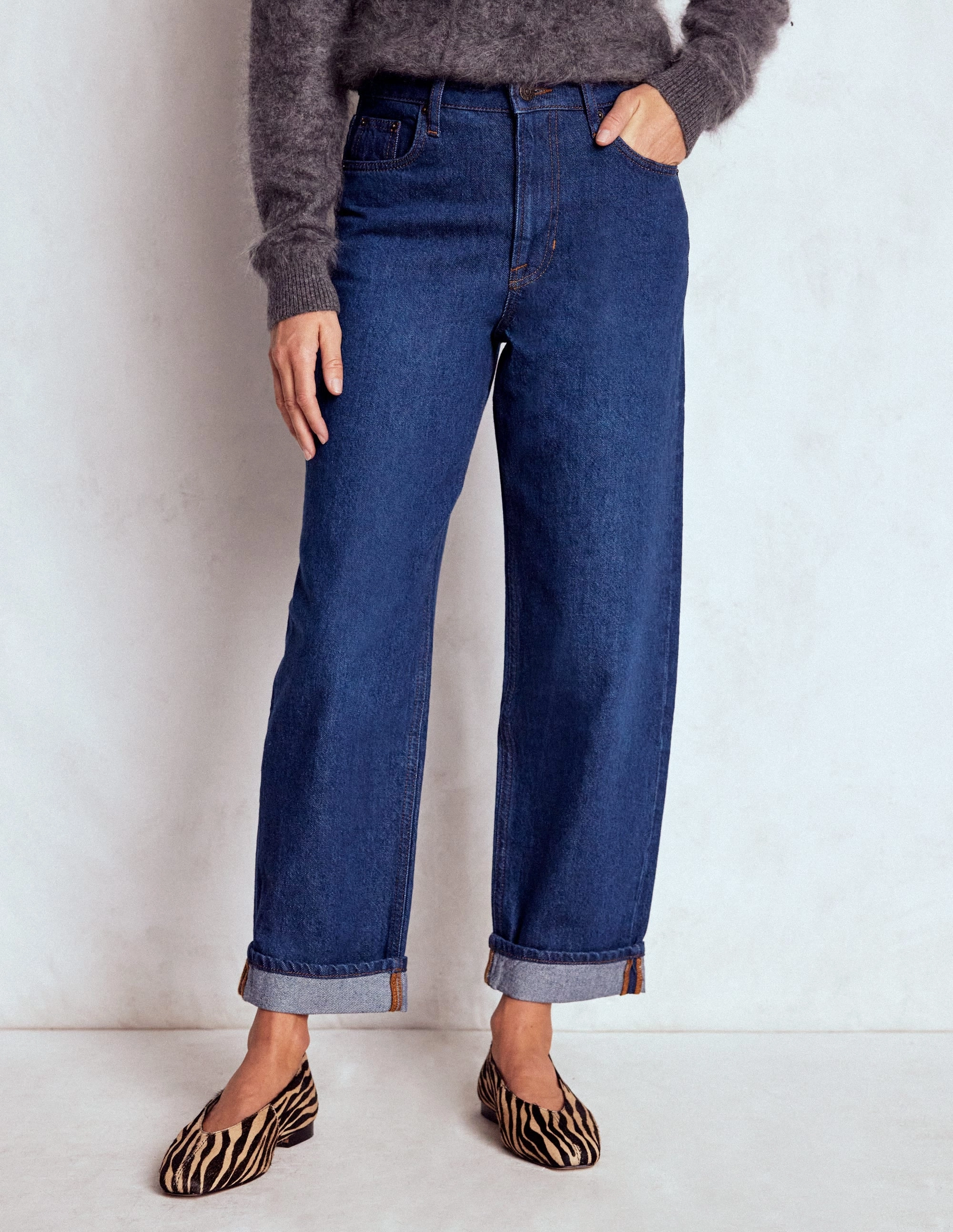 Mid Rise Straight Jeans-Indigo Anti Bacterial Treatment