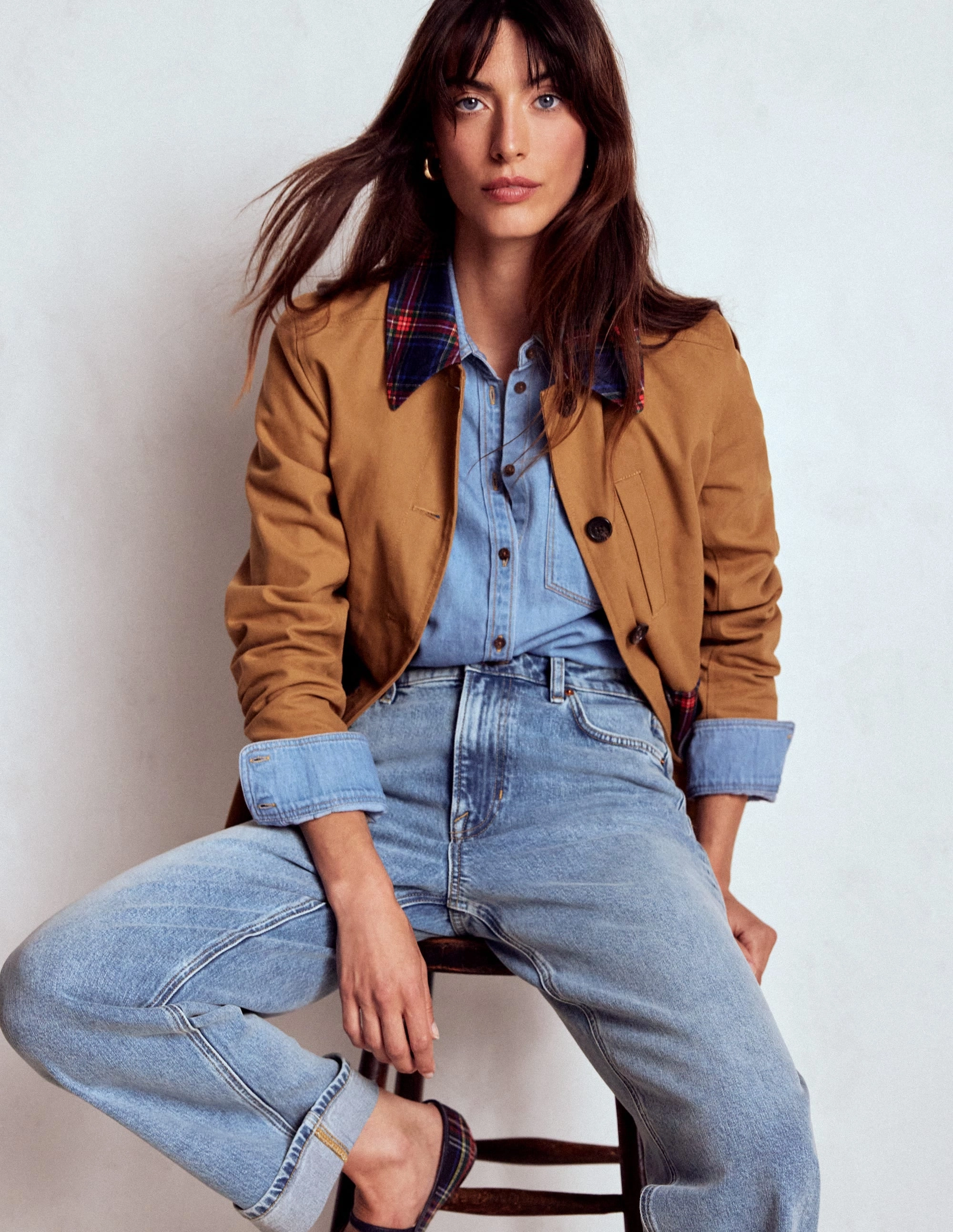 Mid Rise Straight Leg Jeans-Light Vintage Core Basic Breathable Waistband