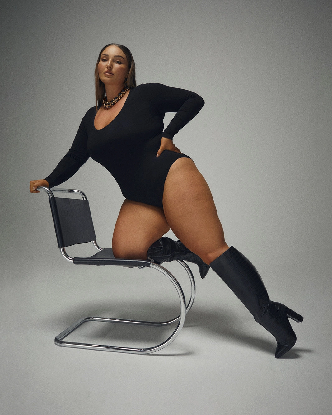 Leather Material MILLA CURVE - BLACK CROC