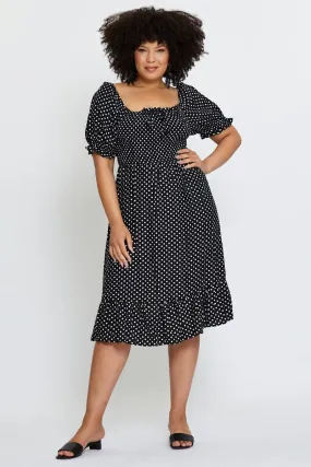Polka Dot Skater Dress Square Neck Short Sleeve Effortless Vibe Gentle Fit