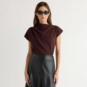 Kenny Asymmetric-Neck Tee Scoop neck femininity