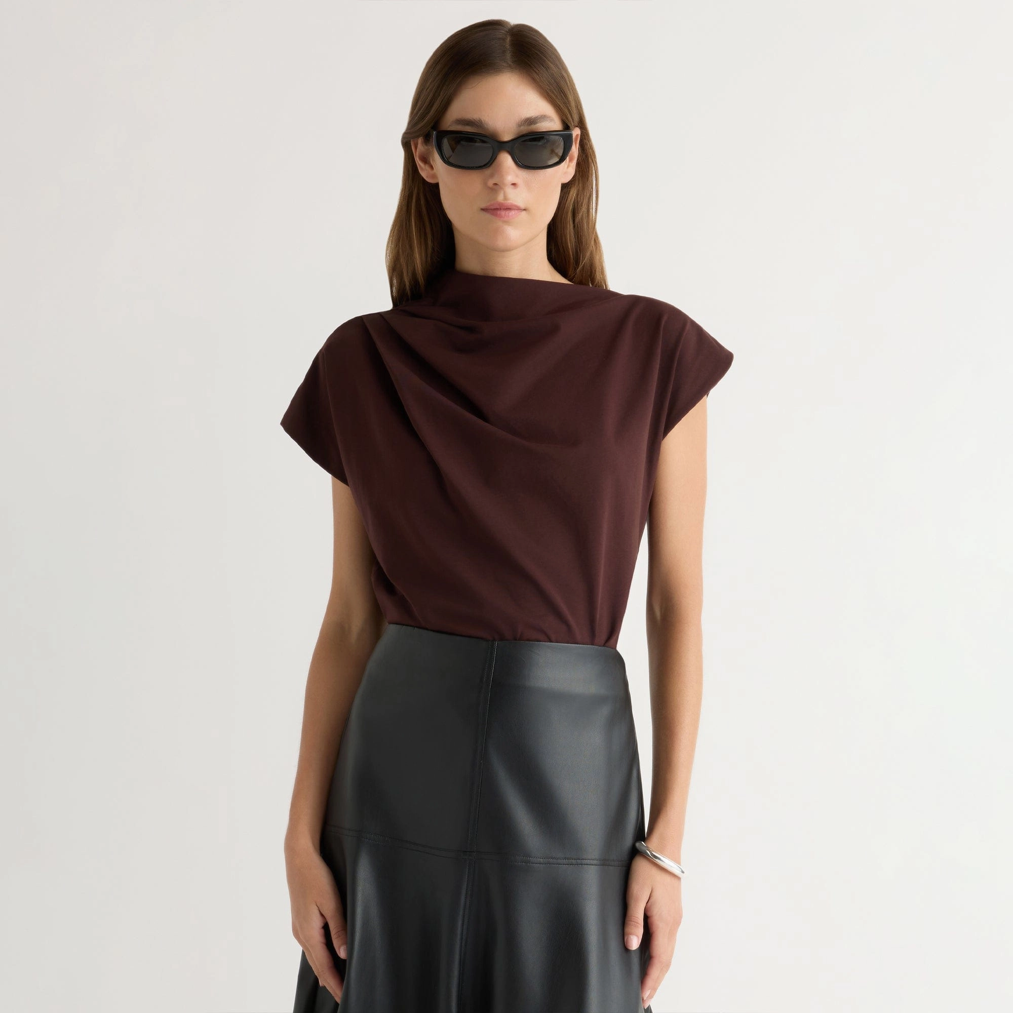 Kenny Asymmetric-Neck Tee Scoop neck femininity