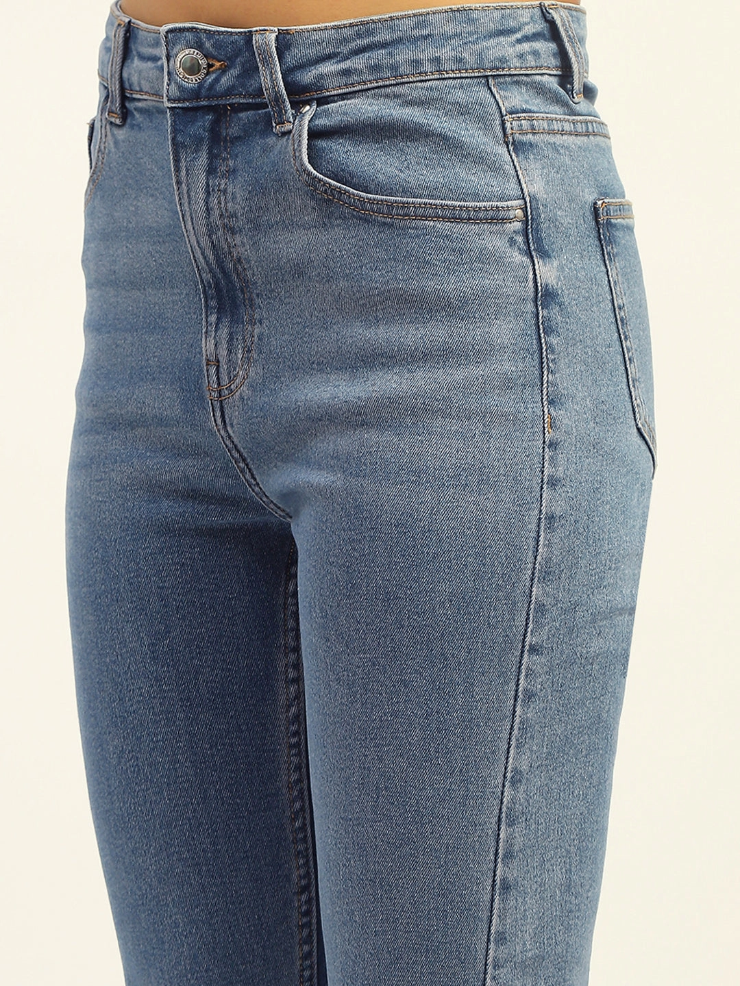 Madame Blue Straight Fit Cotton Denim Stretch Fit Denim