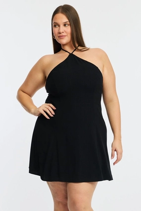 Black Skater Dress Halter Neck Graduation-Event